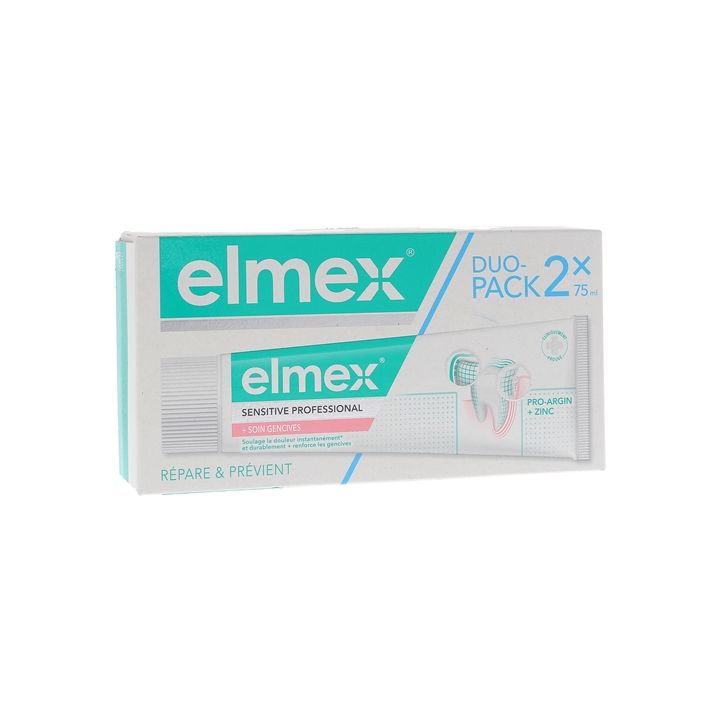 Dentifrice Sensitive Professional + soin gencives Elmex - lot de 2 tubes de 75 ml