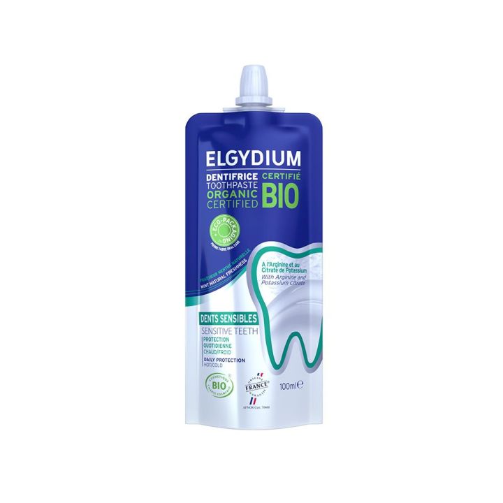 Dentifrice bio éco conçu Dents sensibles Elgydium - tube de 100ml