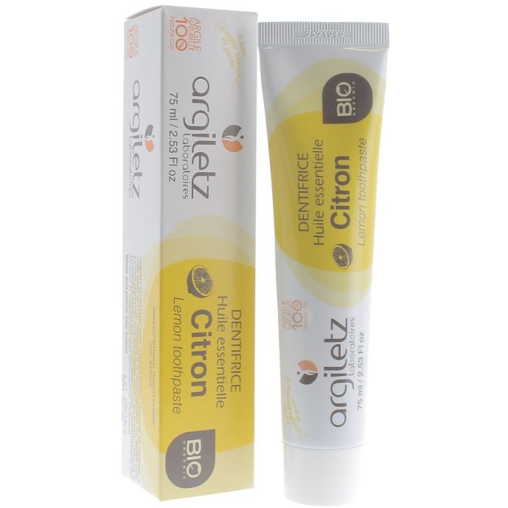 Dentifrice huile essentielle citron Bio Argiletz - tube de 75 ml