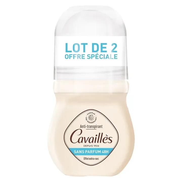 Déo-soin régulateur sans parfum 48h Rogé Cavaillès - 2 roll-on de 50 ml