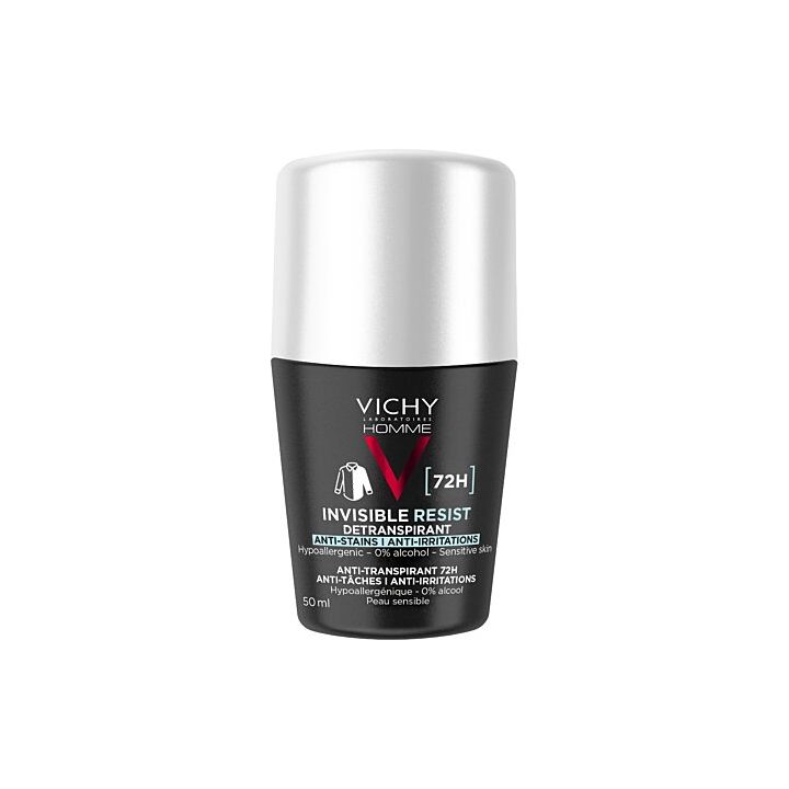 Invisible resist Déodorant homme détranspirant anti-irritations 72h Vichy - roll-on de 50ml