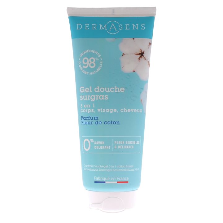 Dermasens gel douche surgras parfumé fleur de coton Marque Verte - tube de 200 ml