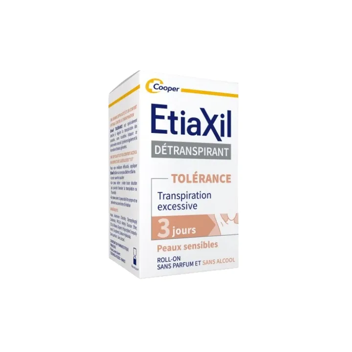 Détranspirant Confort+ Traitement transpiration forte Aisselles peaux sensibles Etiaxil - roll-on de 15 ml