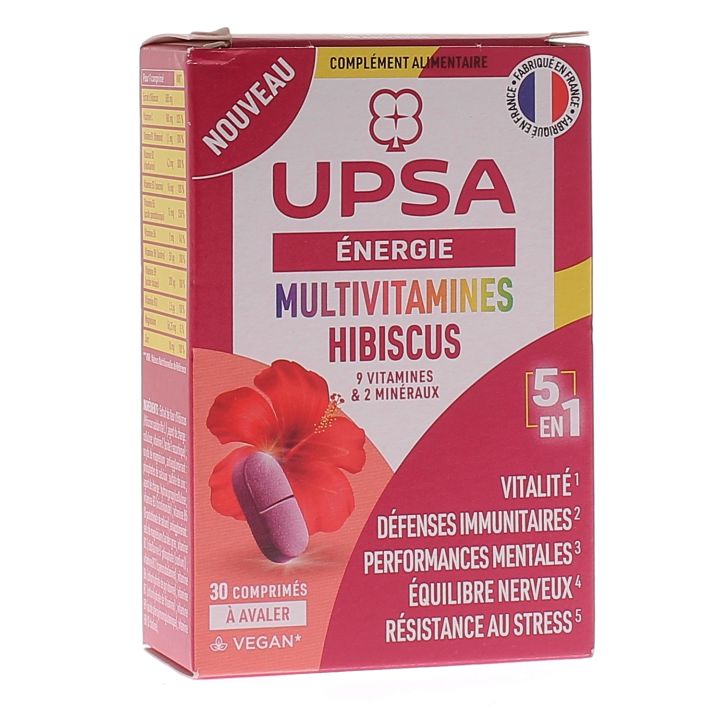 Energie multivitamines hibiscus 5 en 1 UPSA - boîte de 30 comprimés