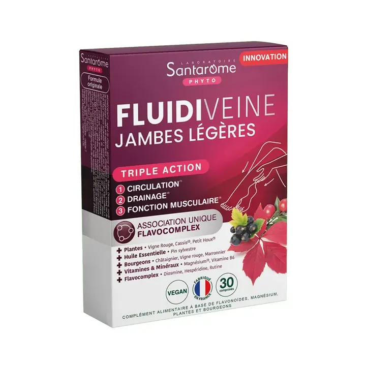 Fluidiveine jambes légères triple action Santarome - boîte de 30 comprimés