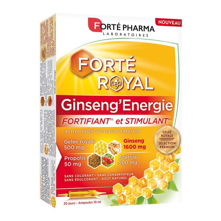 Forté Royal Ginseng'Energie fortifiant & stimulant Forté Pharma - 20 ampoules de 10ml