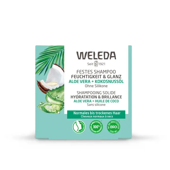 Shampooing solide hydratation et brillance Weleda - pain de 50g