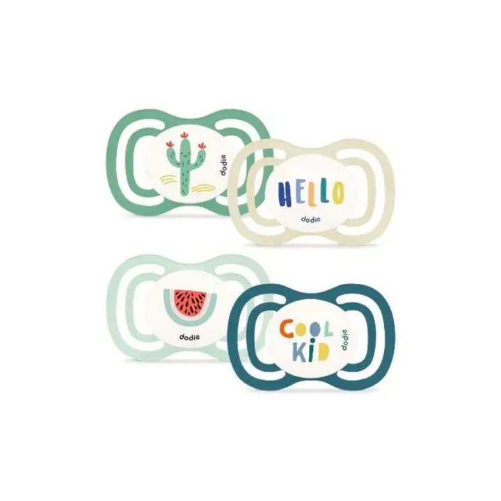 Sucettes anatomiques F6 extra fine jour nuit +18 mois Dodie - 2 sucettes