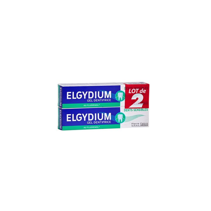 Gel dentifrice dents sensibles Elgydium - lot de 2 tubes de 75 ml