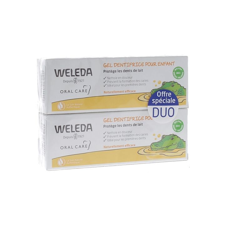 Gel dentifrice bio pour enfant Weleda - lot de 2 tubes de 50 ml