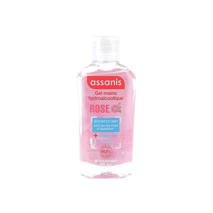 Gel mains hydroalcoolique parfum Rose Assanis - flacon de 80ml