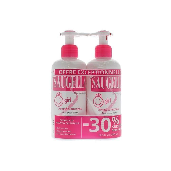 Girl émulsion lavante douce Saugella - lot de 2 flacons de 200 ml