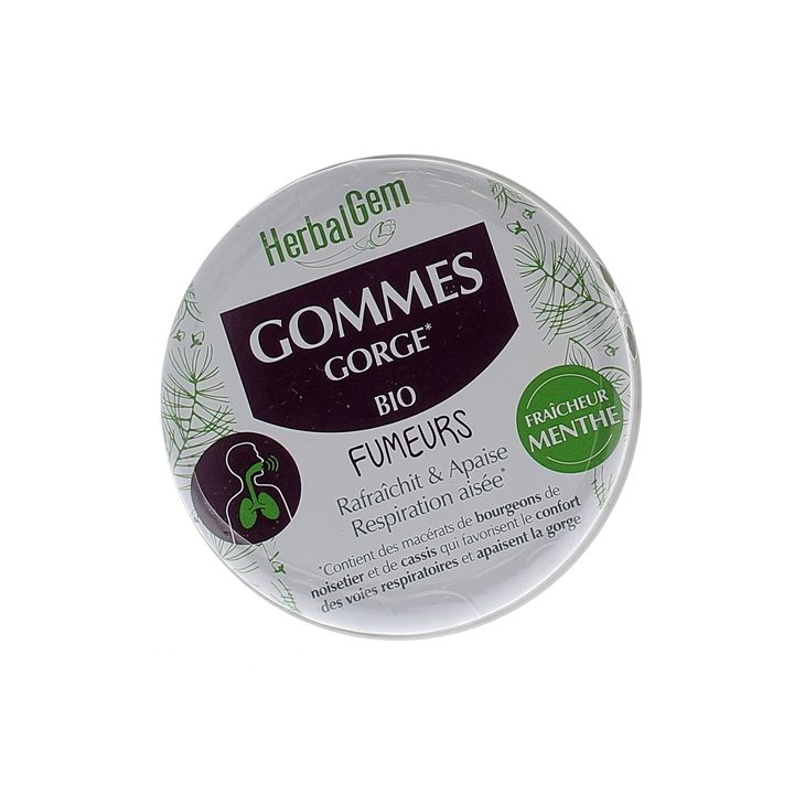 Gommes gorge bio fumeurs HerbalGem - boîte de 45g