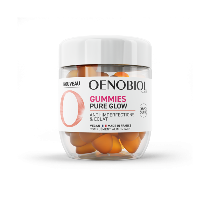 Gummies Pure Glow anti-imperfections & éclat Oenobiol - pot de 60 gummies