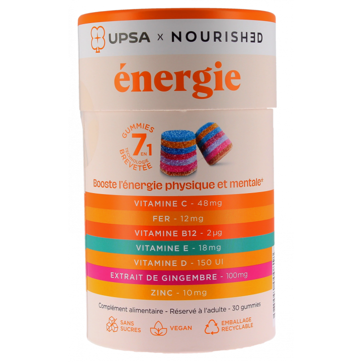 Gummies énergie 7en1 Upsa x Nourished - boite de 30 gummies