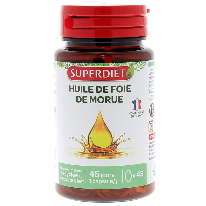 Huile de foie de morue Super Diet - boite de 45 capsules