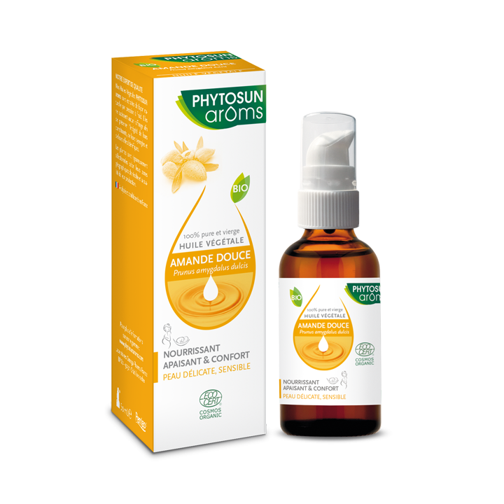Huile végétale d'amande douce bio Phytosun Arôms - flacon de 50 ml