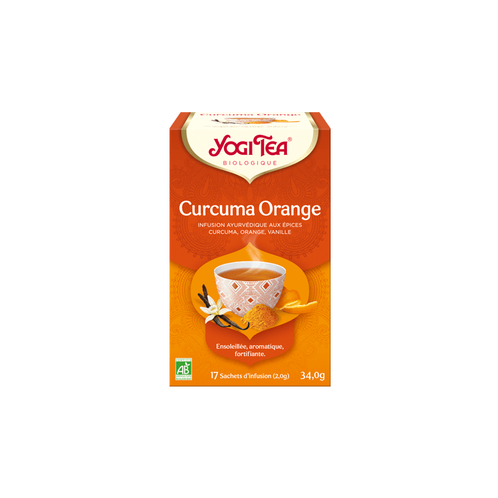 Infusion ayurvédique Curcuma Orange Yogi Tea - boîte de 17 sachets