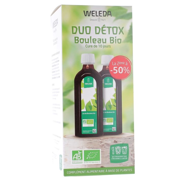 Jus de bouleau bio détox Weleda - lot de 2 flacons de 250 ml