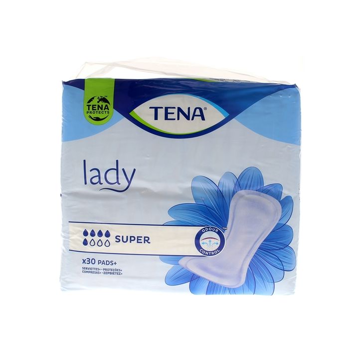 Lady Super Protections anatomiques pour femmes Tena - sachet de 30 serviettes