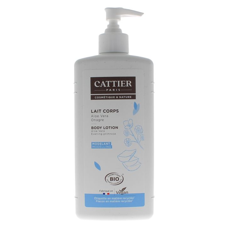 Lait corps modelant aloé vera et onagre bio Cattier - flacon-pompe de 500 ml