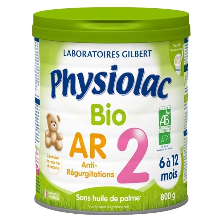 Lait en poudre bio AR 2ème âge Physiolac - pot de 800g