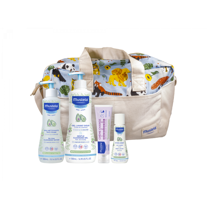Les indispensables de bébé Mustela - un sac contenant 5 produits