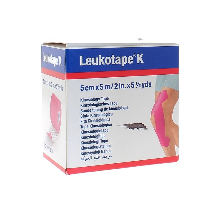 Leukotape K bande adhésive élastique Rose BSN medical - bande de 5 cm x 5 m