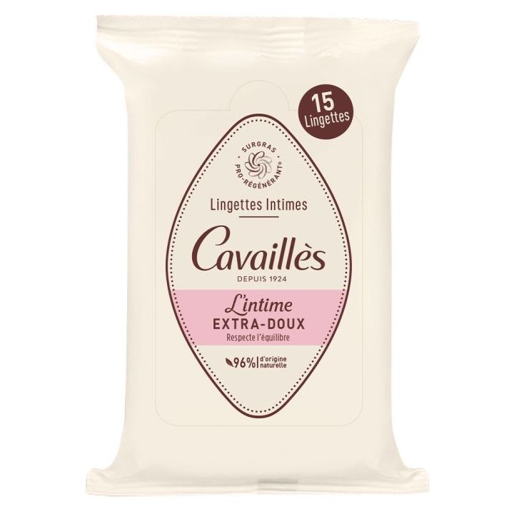 Lingettes intimes extra-douces Rogé Cavaillès - boîte de 15 lingettes