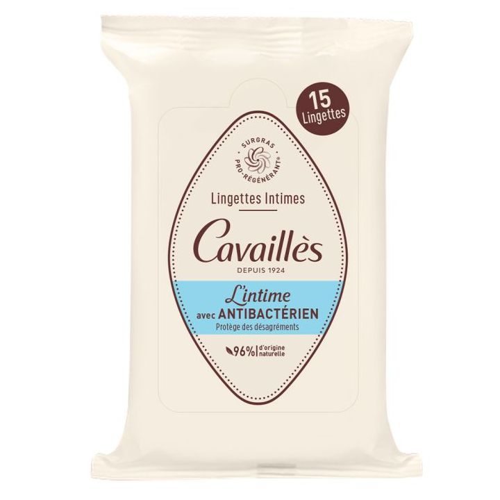 Lingettes intimes avec anti-bactérien Rogé Cavaillès - paquet de 15 lingettes