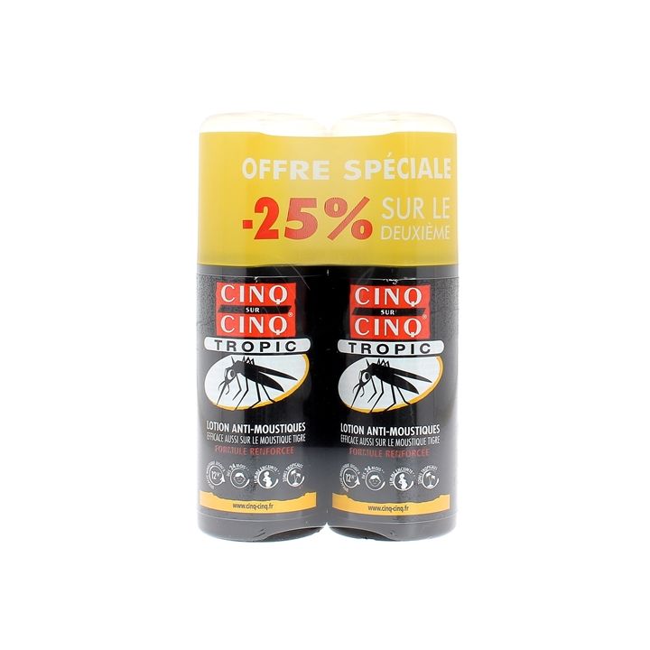 Lotion anti-moustiques Tropic Cinq sur Cinq - lot de 2 sprays de 75 ml