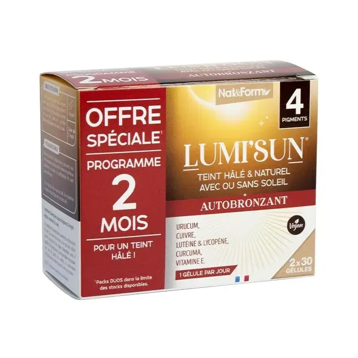 Lumi'sun autobronzant Nat&Form - lot de 2 boites de 30 gélules