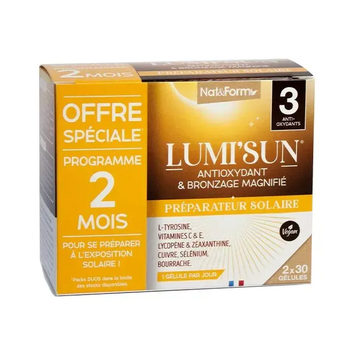 Lumi'sun préparateur solaire Nat&Form - lot de 2 boites de 30 gélules