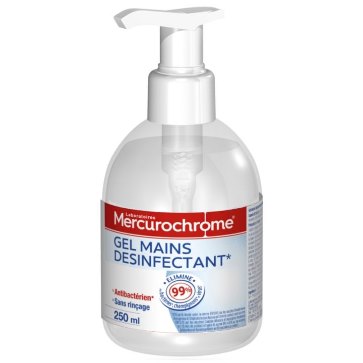 Gel mains désinfectant Mercurochrome - flacon de 250 ml