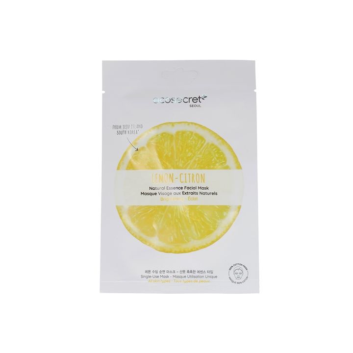 Masque visage éclat aux extraits naturels de citron Eco Secret - un masque en tissu