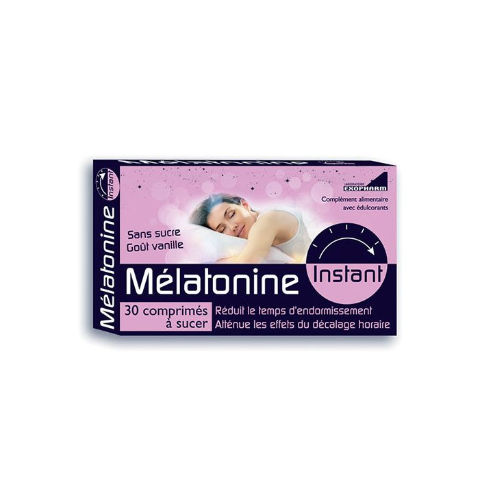 Mélatonine instant goût vanille Exopharm - boite de 30 comprimés à sucer