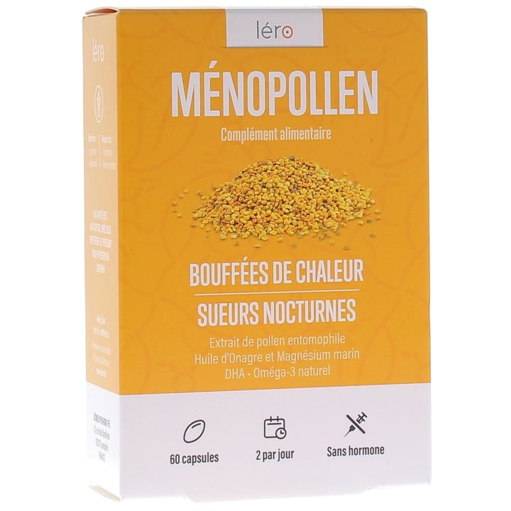 MénoPollen bouffées de chaleurs & sueurs nocturnes Léro - boîte de 60 capsules