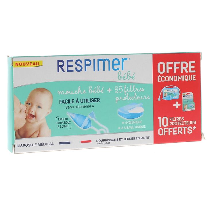 Mouche bébé Respimer - boîte contenant un mouche bébé et 25 filtres