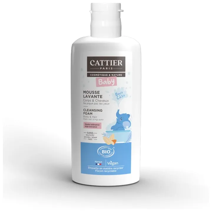 Mousse lavante bébé bio Cattier - flacon de 150 ml