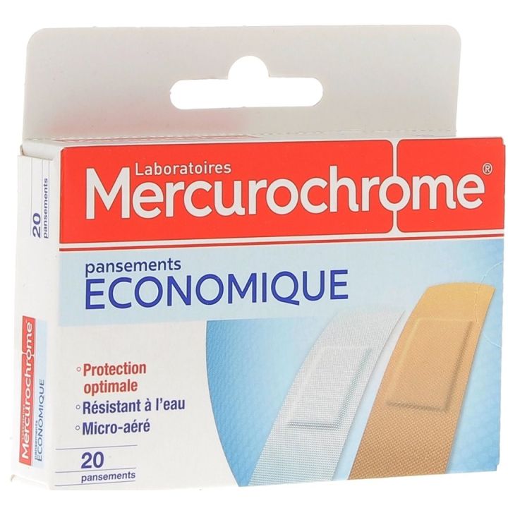 Pansements économique Mercurochrome - Boite de 20 pansements