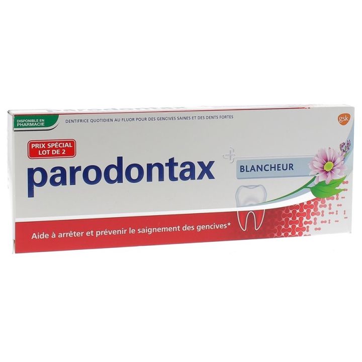 Parodontax blancheur dentifrice fluor saignement occasionnels gencives - 2 tubes de 75 ml