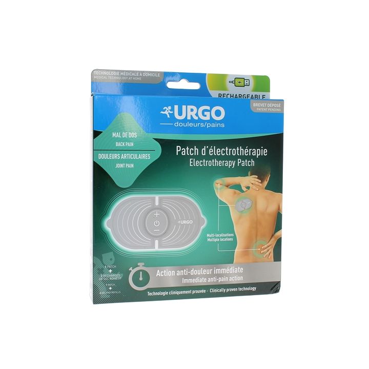 Patch d'électrothérapie rechargeable mal de dos Urgo - 1 patch + 2 recharges de gel adhésif