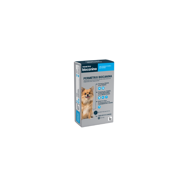 Permetrix solution pour spot-on très petit chien Biocanina - boite de 3 pipettes de 0,4ml