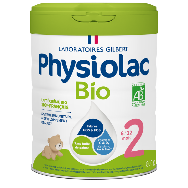 Lait bio 2ème âge 6 à 12 mois Physiolac - pot de 800 g