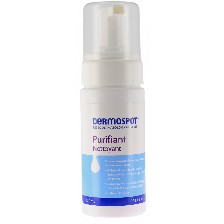 Purifiant nettoyant mousse lavante douce Dermospot - flacon-pompe de 130ml