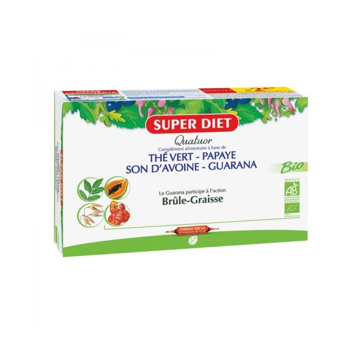 Quatuor Brûle graisse BIO Super Diet - 20 ampoules