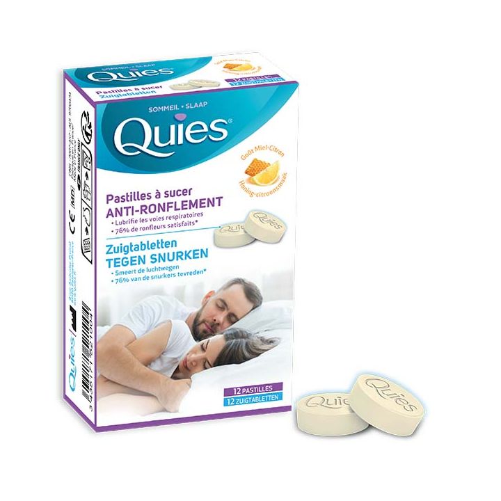 Anti-ronflement pastilles à sucer goût miel citron Quies - boite de 12 pastilles