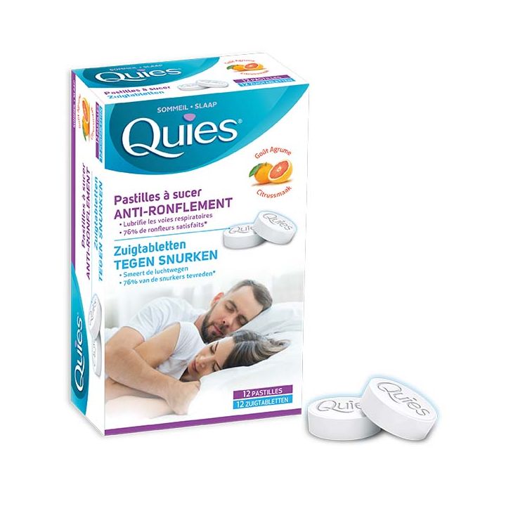 Anti-ronflement pastilles à sucer goût agrume Quies - boite de 12 pastilles