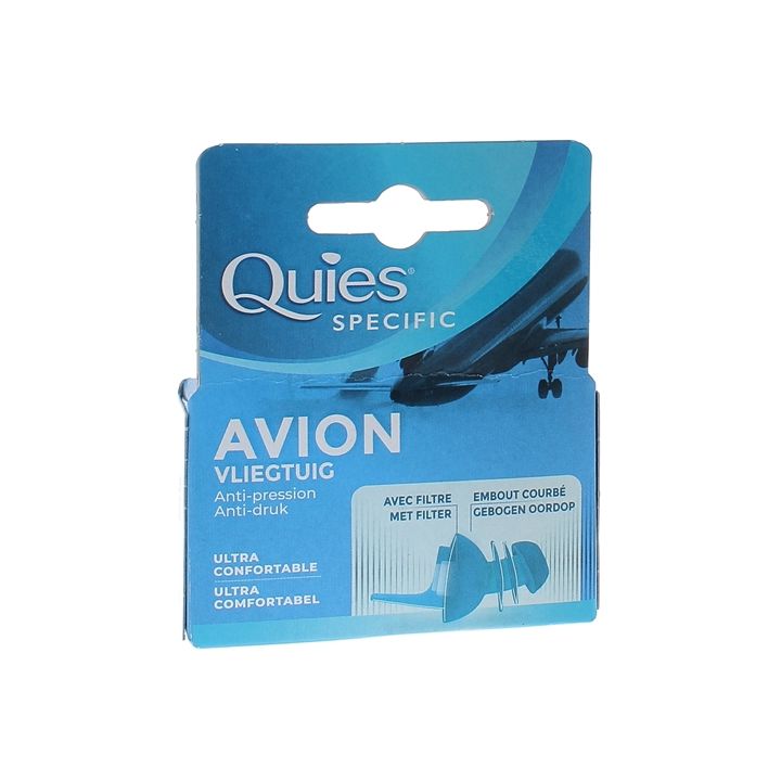 Protection auditive filtre anti-pression avion Quies - boîte d'une paire réutilisable
