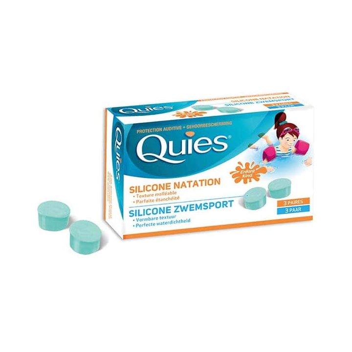 Protection auditive enfant silicone natation Quies - boîte de 3 paires